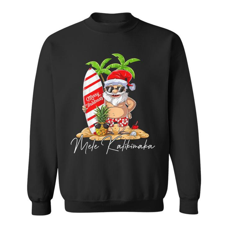 Mele Kalikimaka Hawaii Christmas Surfing Santa Xmas Summer Sweatshirt