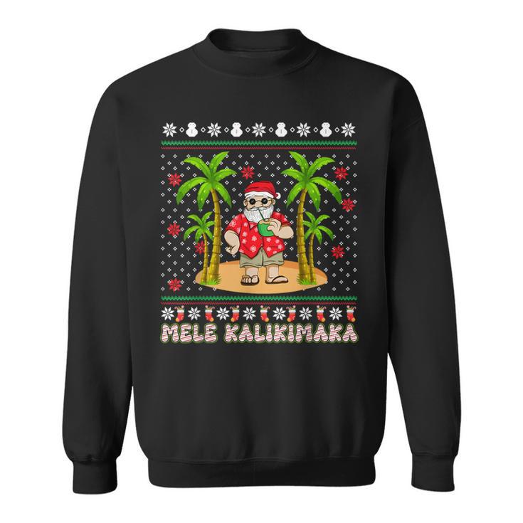 Mele Kalikimaka Hawaiian Christmas On The Beach Hawaii Santa Sweatshirt