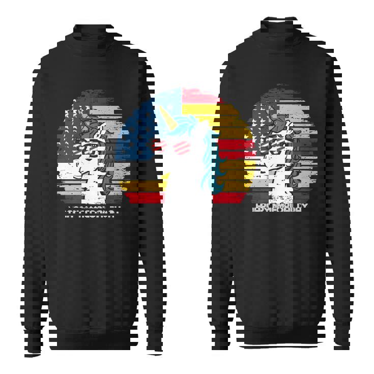 Memorial Day Fathers Vintage Usa Unicorn 4Th Of July Sweatshirt