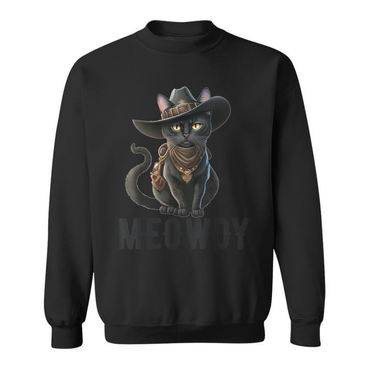Meowdy Cat Country Music Kitten Cowboy Hat Vintage Sweatshirt