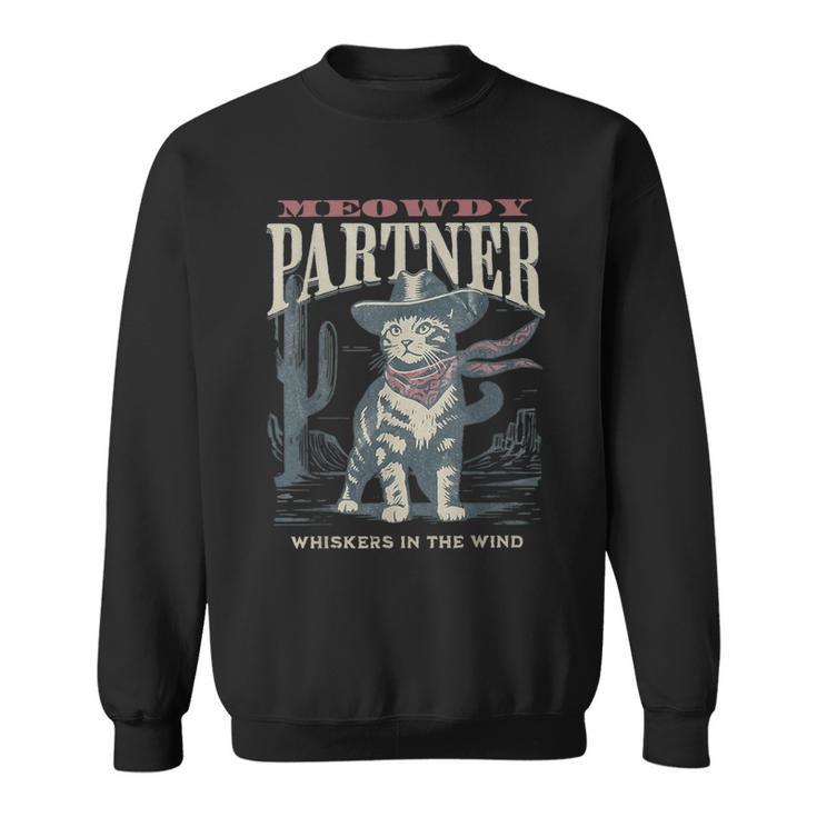 Meowdy Partner Cowboy Cat Country Western Cat Sweatshirt