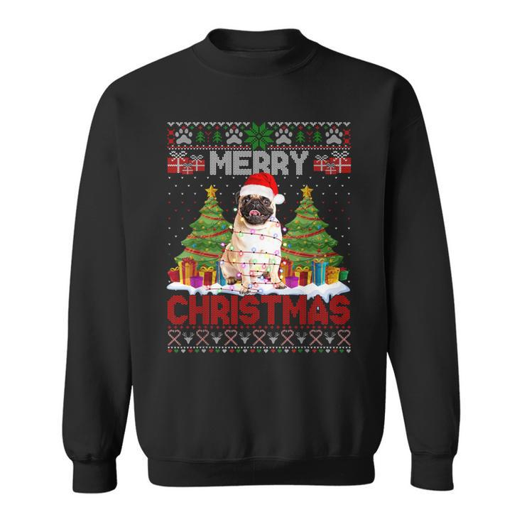 Merry Christmas Santa Light Pug Dog Family Ugly Sweater Sweatshirt