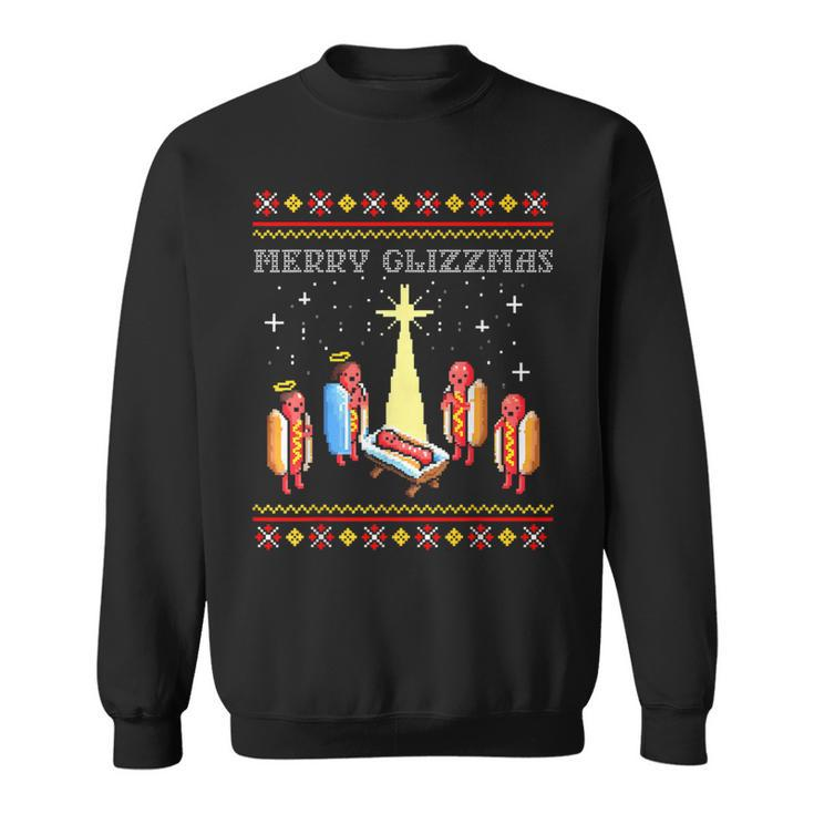 Merry Glizzmas Tacky Merry Christmas Hot Dogs Holiday Sweatshirt
