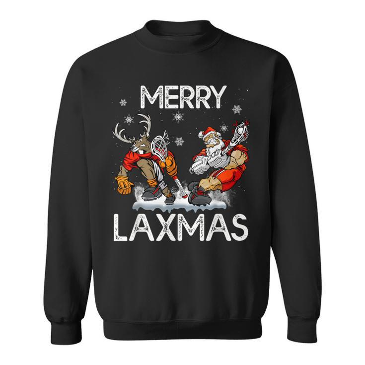 Merry Laxmas Ugly Christmas Lacrosse Santa Reindeer Sweatshirt