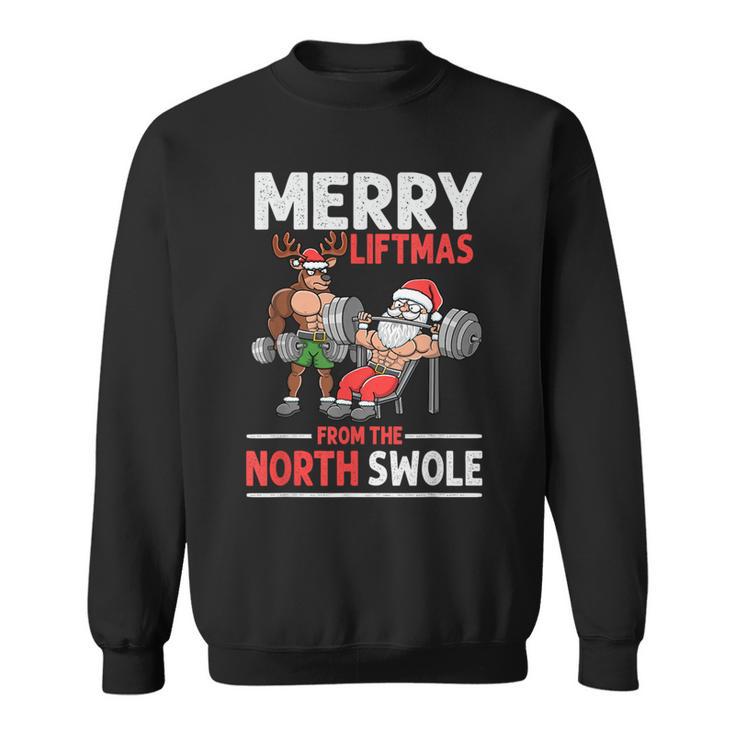 Merry Liftmas From North Swoie Muscle Santa Weightlifting Sweatshirt