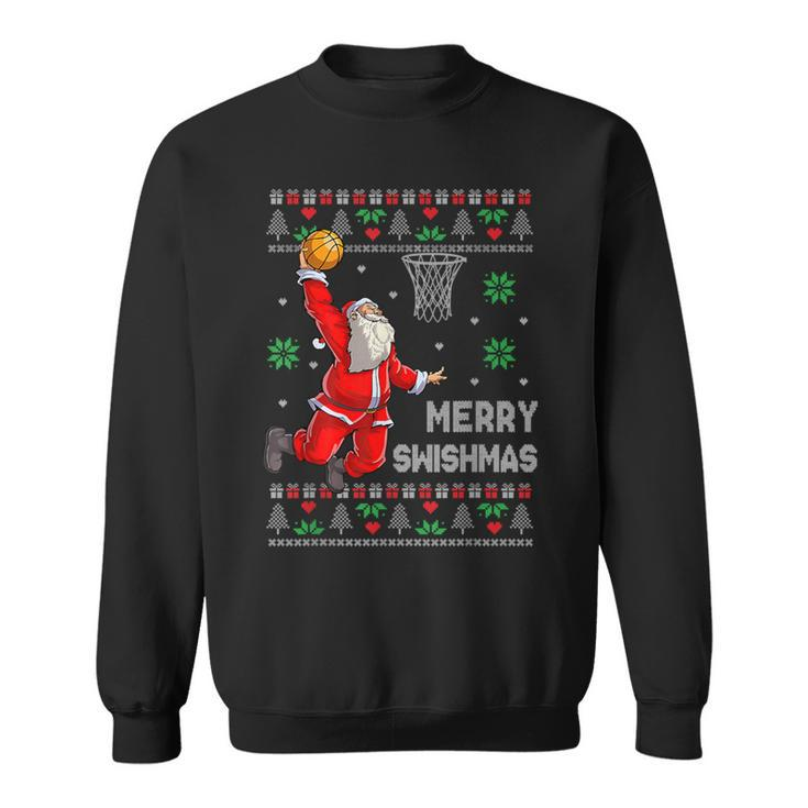 Merry Swishmas Santa Claus Christmas Basketball Lover Sweatshirt