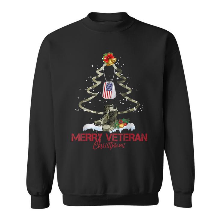 Merry Veteran Christmas Army Camo Xmas Tree Christmas Sweatshirt