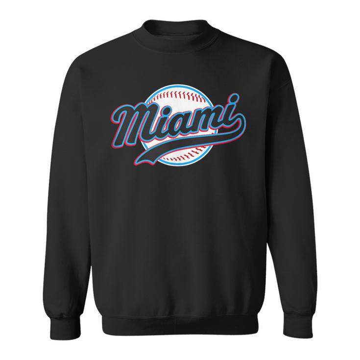 Miami Vintage Baseball Throwback Retro Sweatshirt