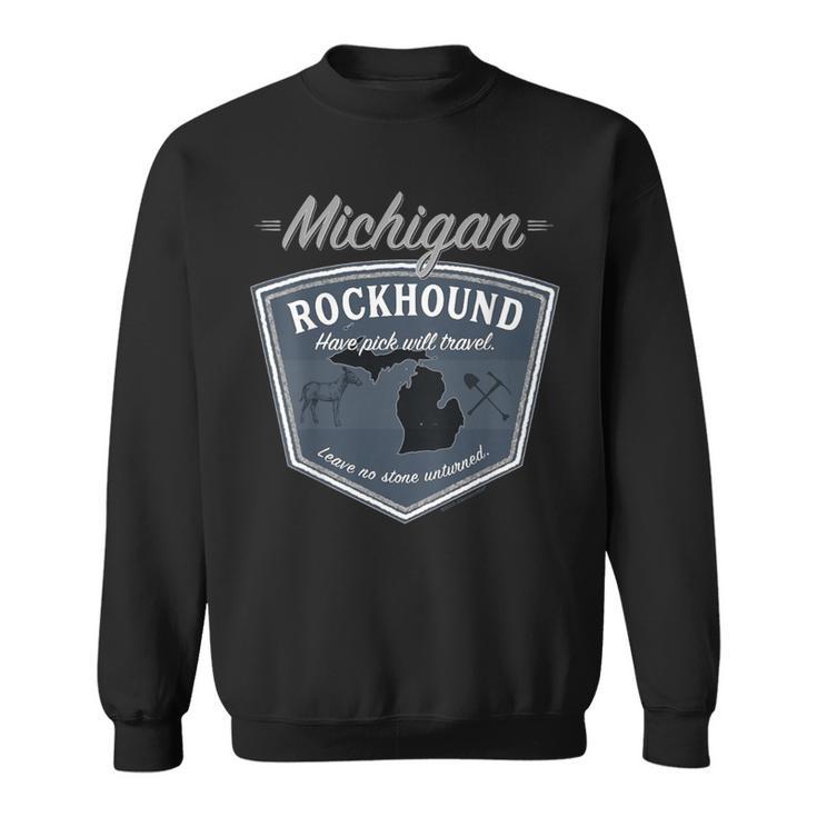 Michigan Rockhound Rock Collector Gear Back Side Print Sweatshirt