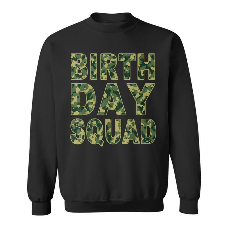 Military Green Camouflage Pattern Matching Birthday Squad Sweatshirt