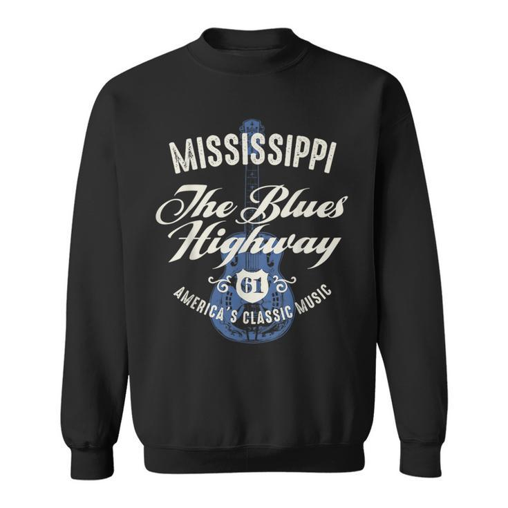 Mississippi The Blues Highway 61 Music Usa Guitar Vintage Sweatshirt