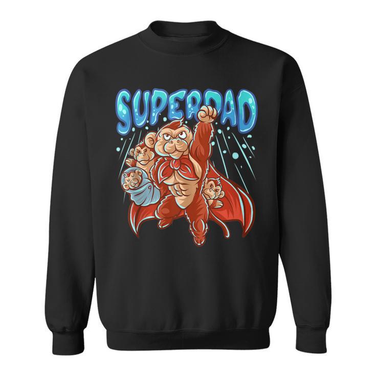 Monkey Dad Super Dad Superhero Daddy Chimpanzee Father's Day Sweatshirt