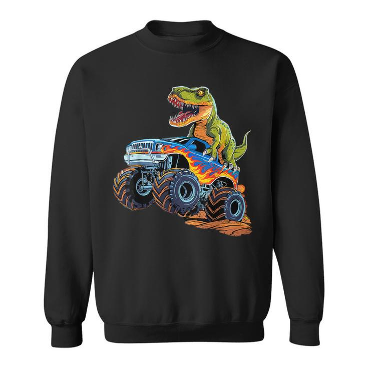 Monster Truck Dinosaur Birthday Party Monster Truck Boy Sweatshirt