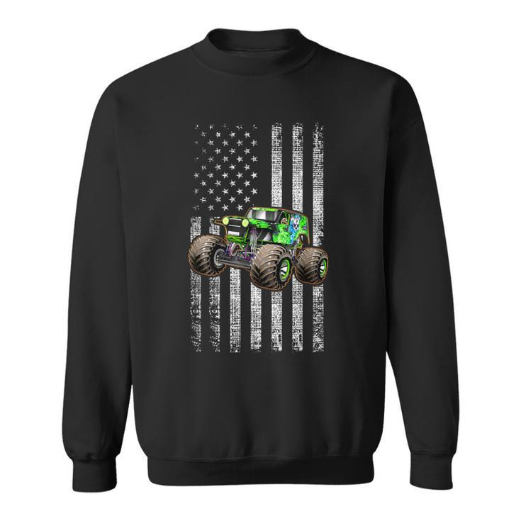 Monster Truck Are My Jam American Flag Usa Patriotic Sweatshirt