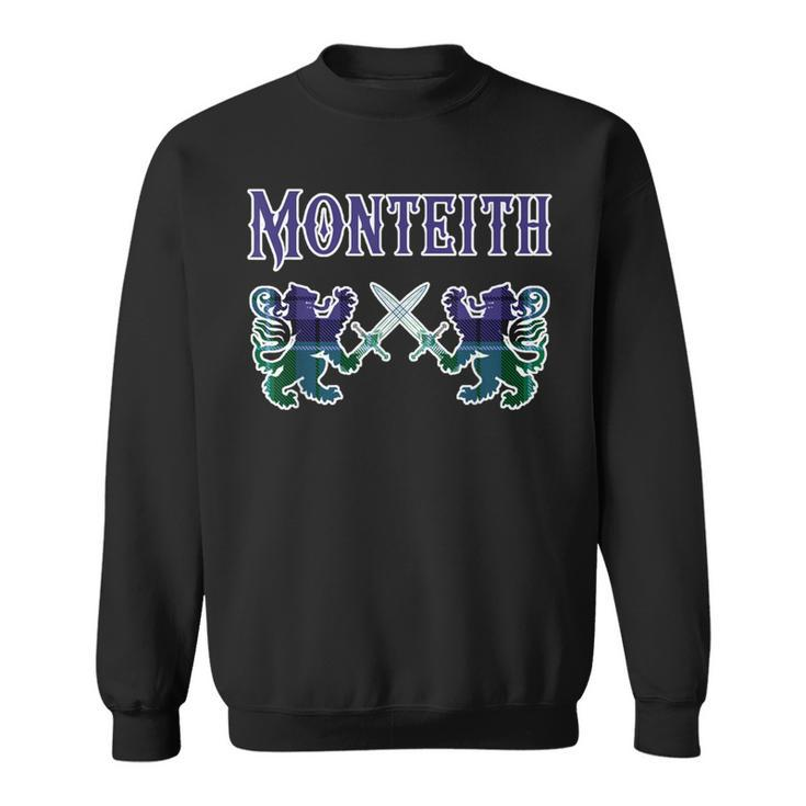 Monteith Scottish Clan Lion Family Name Tartan Kilt Sweatshirt