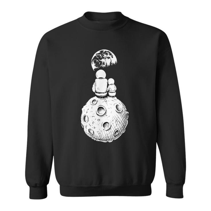 Moon And Astronaut Dad And Baby Space Matching Dad And Baby Sweatshirt