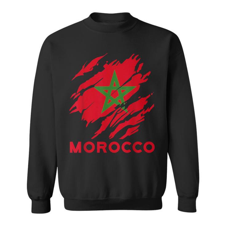 Morocco Flag Vintage Style Retro Morocco Football Mor Sweatshirt