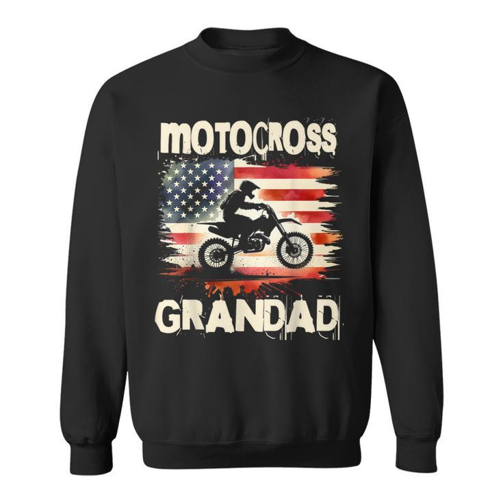 Motocross Grandad Vintage American Flag Motorbike Sweatshirt