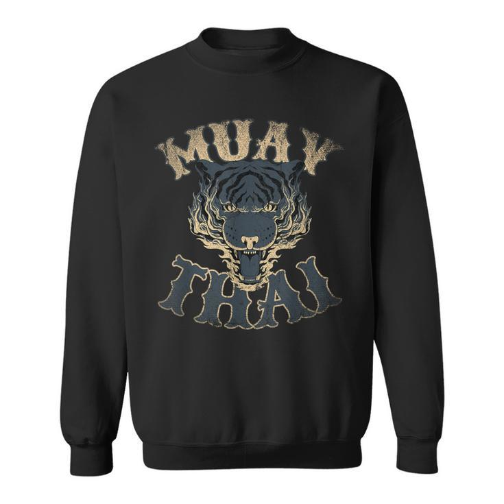 Muay Thai Kämpfer Design Herren Sweatshirt in Schwarz, Kampfsport Tee