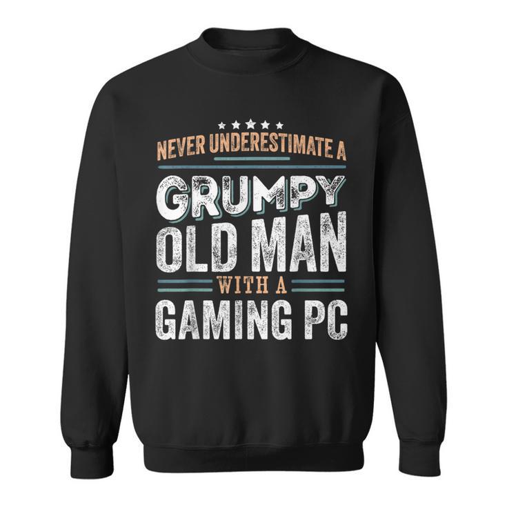 Mürrischer Alter Mann Mit Einem Gaming-Pc Lustige Geschenke Für Papa Sweatshirt