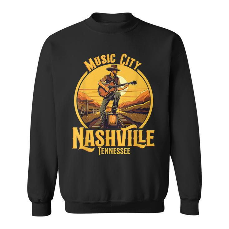 Music City Nashville Tennessee Vintage Guitar Country Music Sweatshirt
