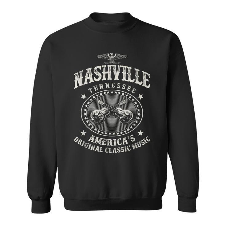 Nashville Music City Usa Guitar Vintage Sweatshirt