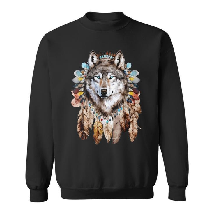 Native American Headpiece Native American Indian Wolf Sweatshirt