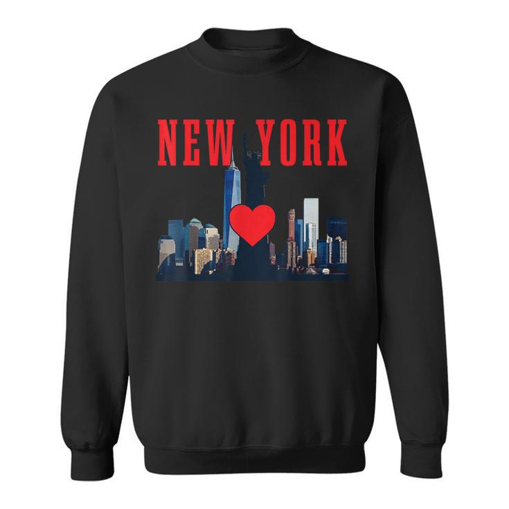 New York City Nyc Ny Skyline Statue Of Liberty Heart Sweatshirt