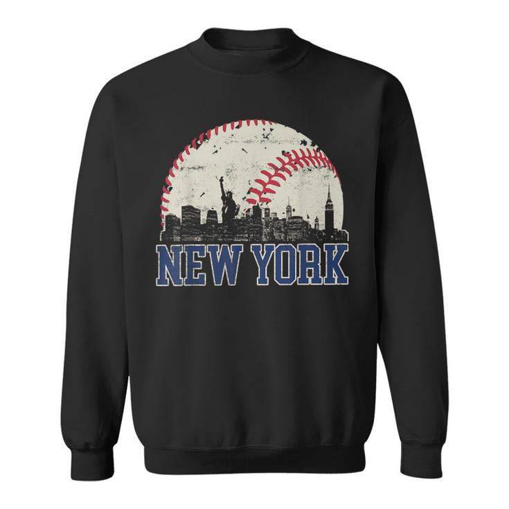New York Retro Baseball Lover Met At Game Day Sweatshirt