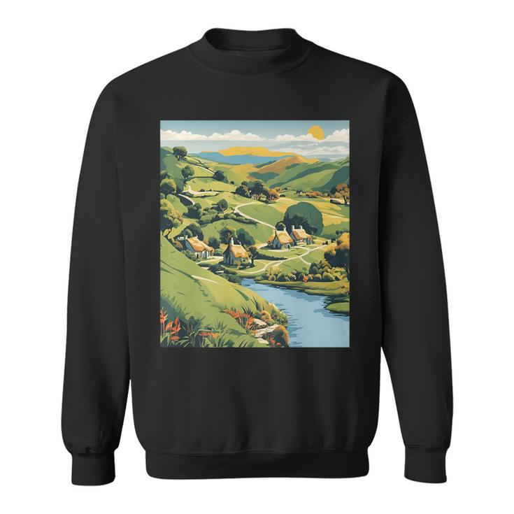New Zealand Hobbiton Tranquility Graphic Sweatshirt