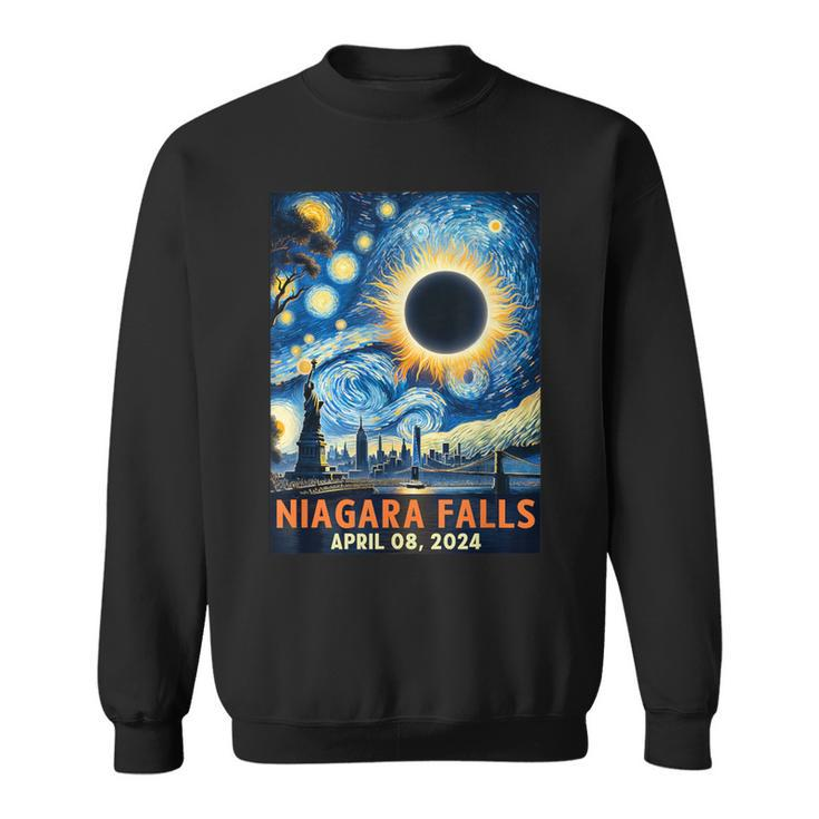 Niagara Falls New York Total Solar Eclipse 2024 Starry Night Sweatshirt