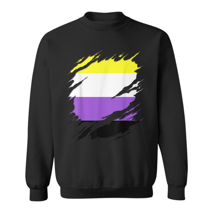 Non-Binary Enby Pride Flag Ripped Sweatshirt