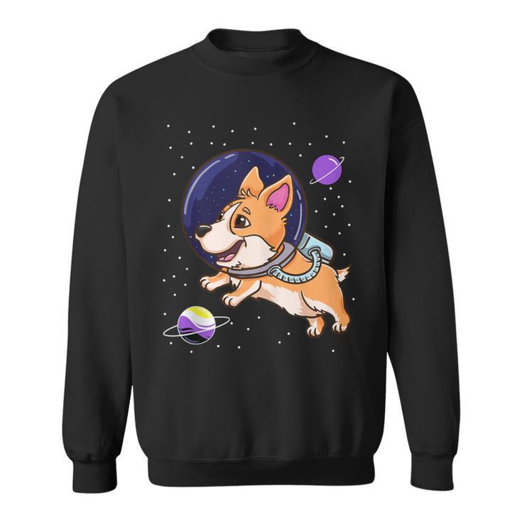 Nonbinary Corgi In Space Nonbinary Pride Day Sweatshirt