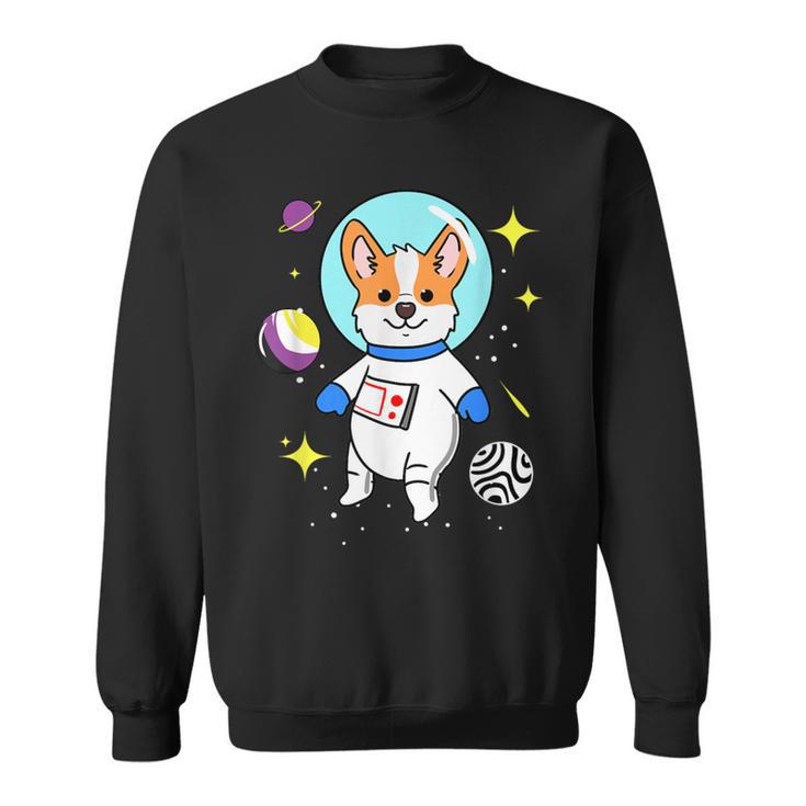 Nonbinary Corgi In Space Nonbinary Pride Sweatshirt