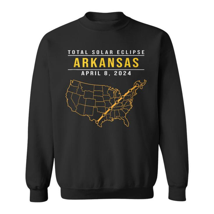 North America Total Solar Eclipse 2024 Arkansas Usa Map Sweatshirt