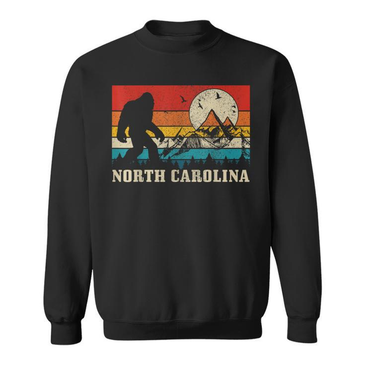 North Carolina Bigfoot Vintage Mountains Hiking Camping Sweatshirt