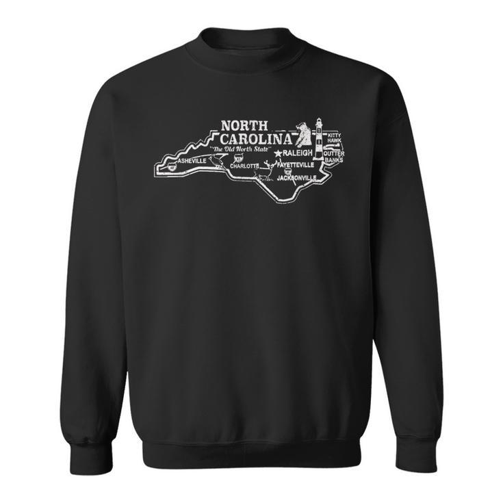 North Carolina State Map Travel Souvenir Vintage Sweatshirt