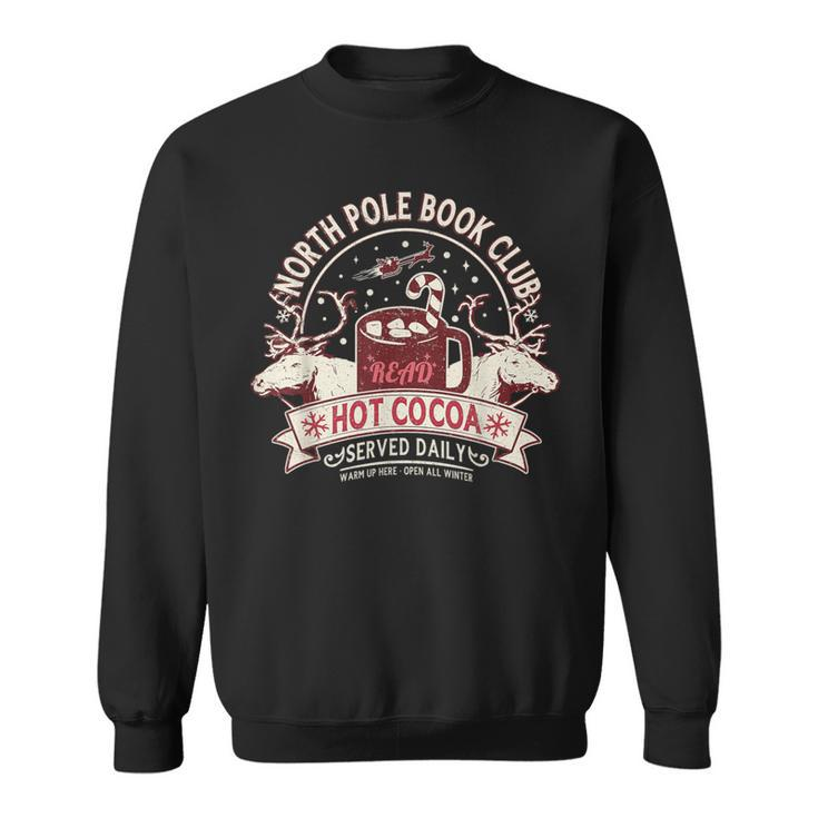 North Pole Book Club Hot Cocoa Reindeer Librarians Christmas Sweatshirt