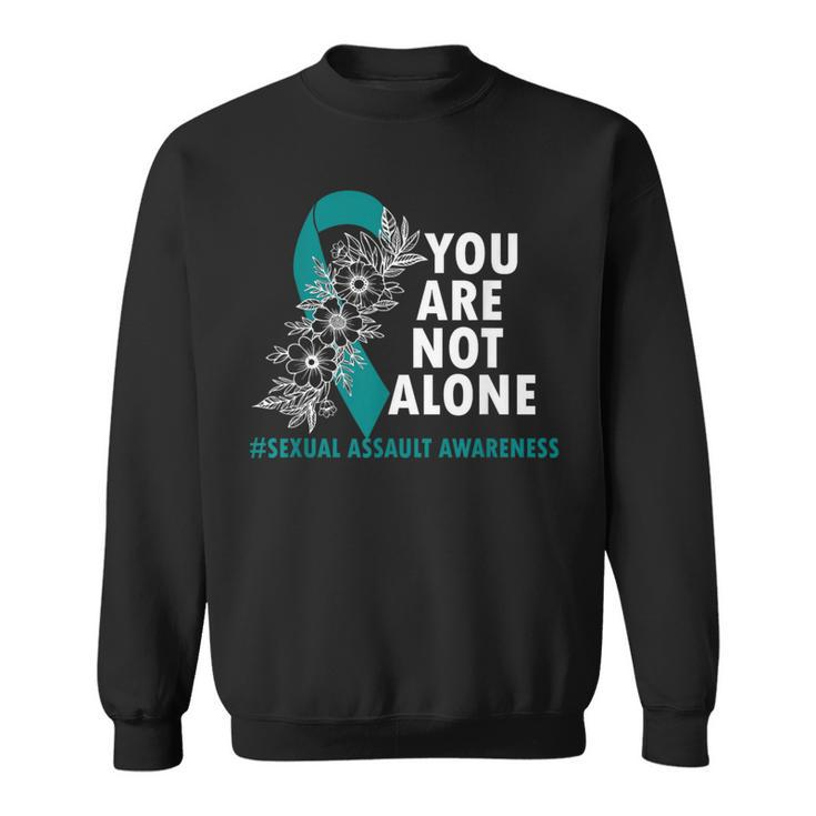 You Are Not Alone Sexual Assault Awareness Month Teal Ribbon Sweatshirt