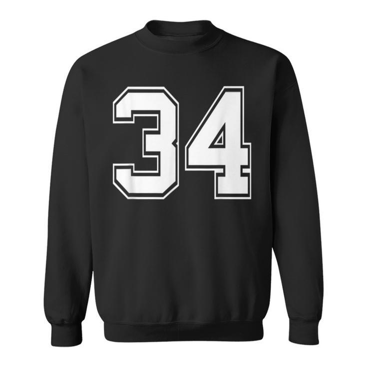 Number 34 Baseball Football Soccer Birthday Sweatshirt