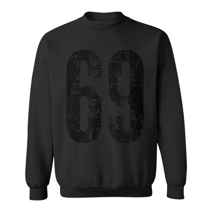 Number 69 Distressed Vintage Sport Team Practice Training Sweatshirt
