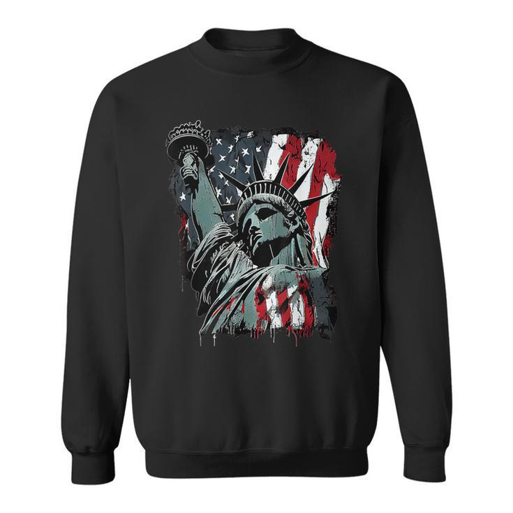 Nyc New York City Statue Of Liberty Usa Flag Graphic Sweatshirt
