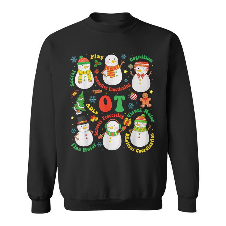 Occupational Therapy Ot Ota Merry Christmas Cute Snowman Sweatshirt