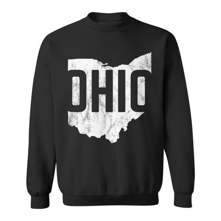 Ohio Pride Distressed Retro Look State Silhoutte Sweatshirt