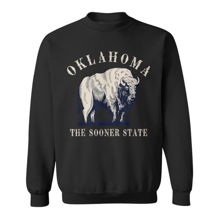Oklahoma The Sooner State American Bison Buffalo Vintage Sweatshirt