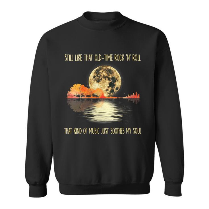 Still Like That Old Time Rock N Roll Guitar Moon Tree Hippie Sweatshirt