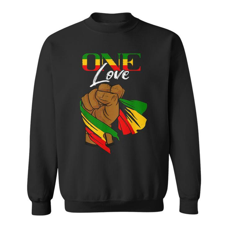 One Love Handfist Jamaica Reggae Music Lover Rasta Reggae Sweatshirt