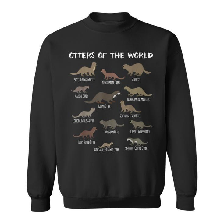 Otters Of The World Sea Otter Giant Otter Educational Sweatshirt