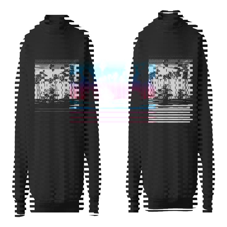 Palm Tree Pastel Sunset Scene Graphic Sweatshirt