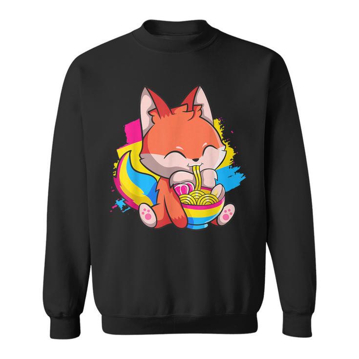 Pansexual Pride Kawaii Fox Ramen Noodles Pansexual Flag Sweatshirt